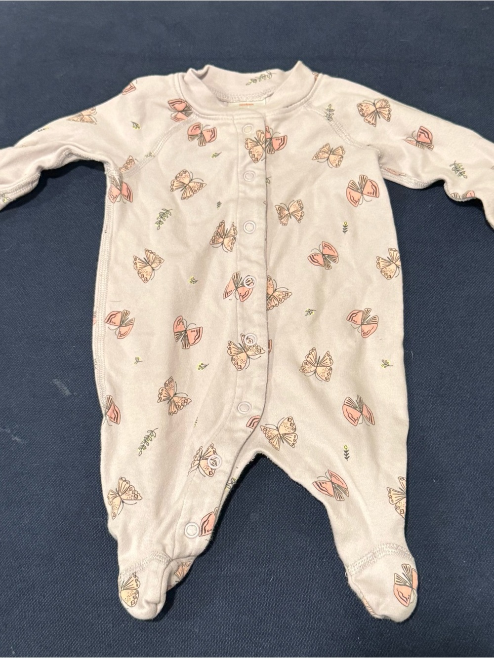 Hanna Andersson Purple Pink Butterfly Footed One-Piece Sleeper NB Organic Cotton